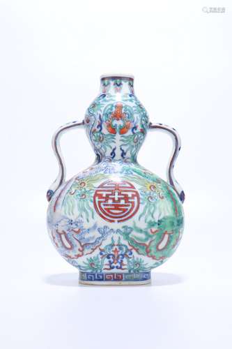 chinese blue and white doucai porcelain double gourd vase