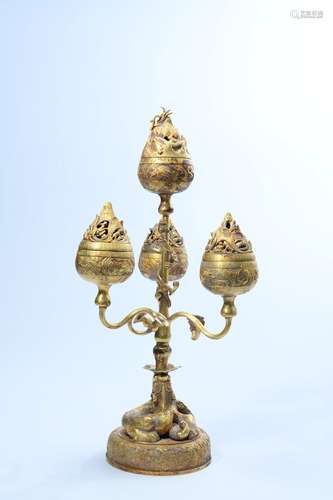 chinese gold incense burner