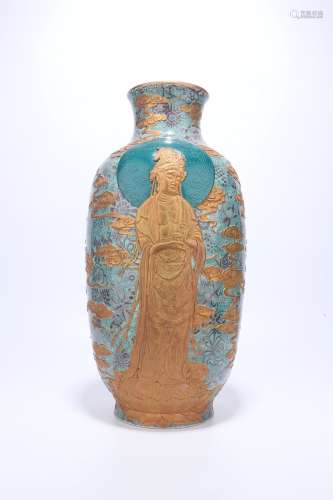 chinese green enamel porcelain lantern vase