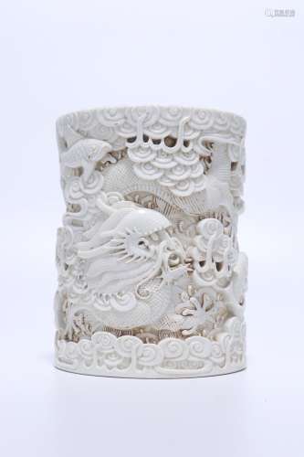 chinese white glazed brush pot