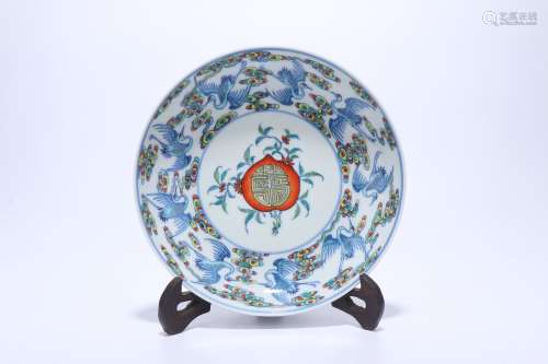 chinese blue and white doucai porcelain dish