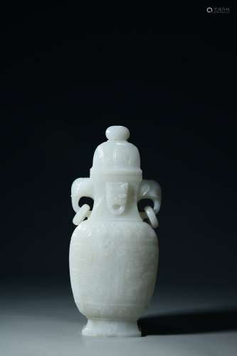 chinese hetian white jade vase