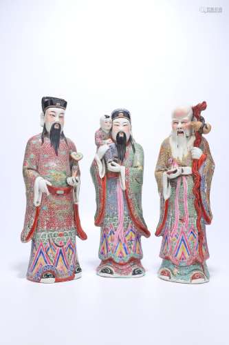 chinese porcelain fu lu shou statues