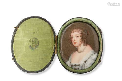 MANNER OF JEAN PETITOT Portrait miniature of Queen Henrietta...