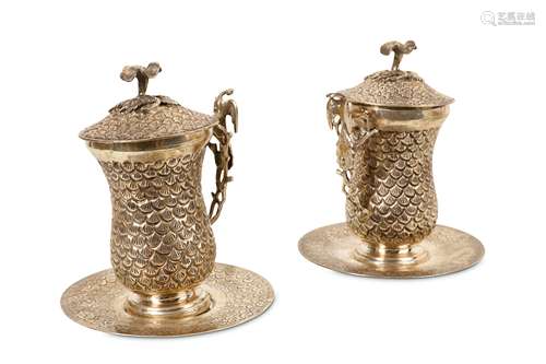 A PAIR OF EGYPTIAN SILVER SAHLEP CUPS