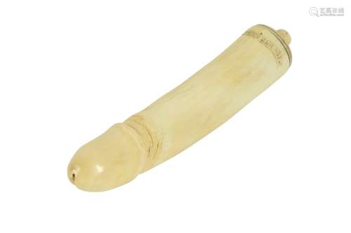 A 19TH CENTURY ENGLISH IVORY PHALLUS 'FOR YOUR ENJOYMENT'