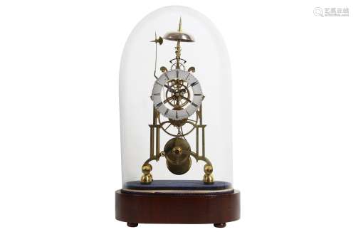 A MID 19TH CENTURY ENGLISH BRASS FUSEE SKELETON CLOCK SIGNED...