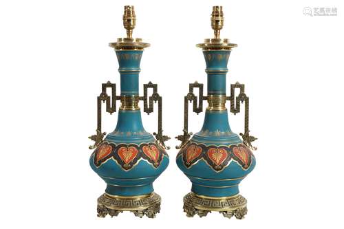 A PAIR OF LATE 19TH CENTURY CERAMIC AND BRONZE MOUNTED AESTH...