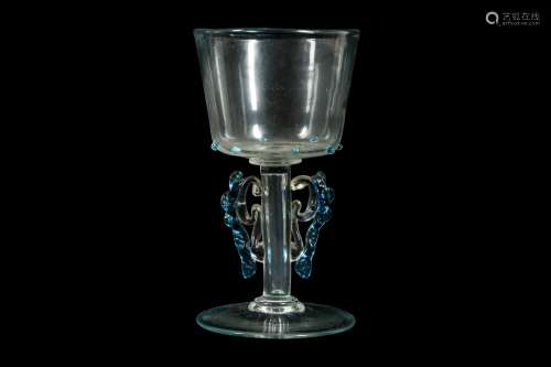 A VENETIAN MURANO GLASS WINGED GOBLET 'FACON DE VENISE'