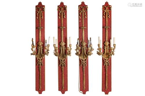 A SET OF FOUR LARGE AND IMPRESSIVE BELLE EPOQUE STYLE GILTWO...