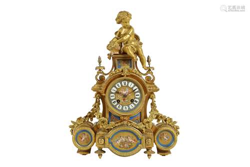 A MID 19TH CENTURY FRENCH GILT BRONZE AND PORCELAIN MOUNTED ...