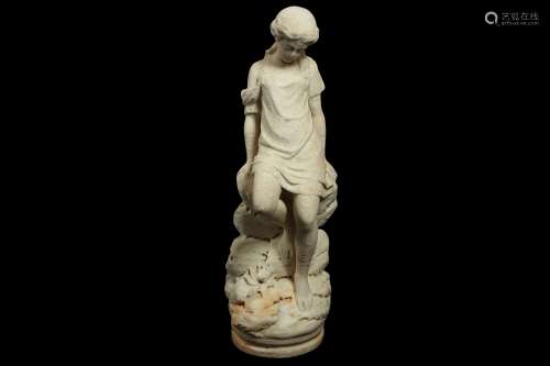 A LATE 19TH CENTURY ITALIAN WHITE MARBLE FIGURE OF A MAIDEN ...