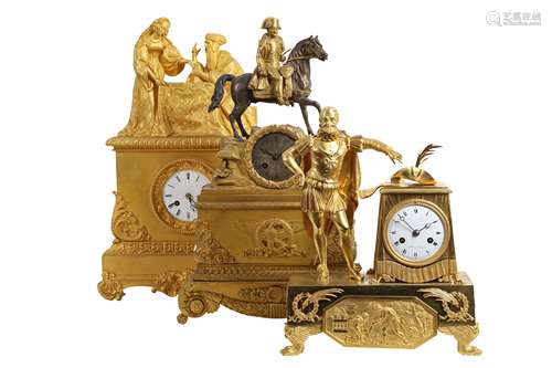 A FINE AND RARE 19TH CENTURY FRENCH GILT BRONZE CLOCK 'THE F...