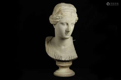 F. PALLA (ITALIAN, LATE 19TH C) A LARGE WHITE MARBLE BUST OF...