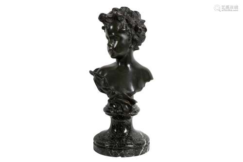 A LATE 19TH CENTURY FRENCH BRONZE BUST OF A YOUNG GIRL SIGNE...