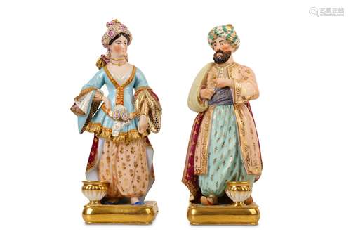 A PAIR OF MID 19TH CENTURY 'PORCELAIN DE PARIS' FIGURAL PERF...