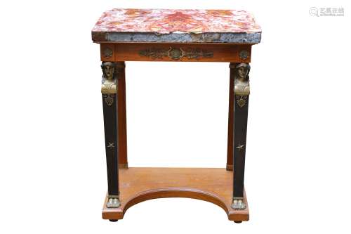 A 19TH CENTURY FRENCH EMPIRE STYLE MAHOGANY AND ORMOLU MOUNT...