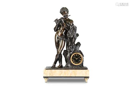 A LATE 19TH CENTURY FRENCH PATINATED BRONZE FIGURAL CLOCK DE...