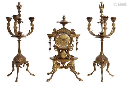 A 19TH CENTURY FRENCH BELLE EPOCH GILT BRONZE MANTEL CLOCK G...