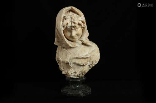 PIETRO BAZZANTI (ITALIAN, 1825-1895): AN ALABASTER BUST OF A...