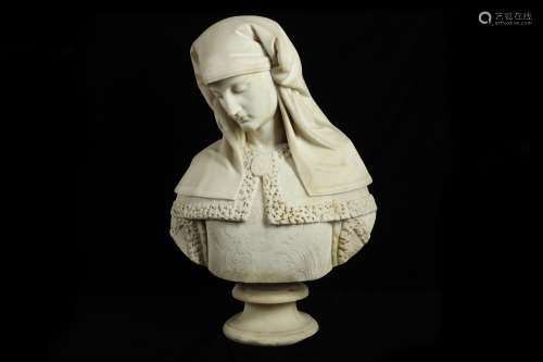 A FINE LATE 19TH CENTURY ITALIAN MARBLE BUST OF A MAIDEN OR ...