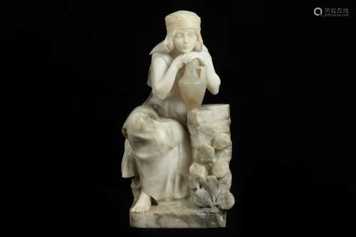 A LATE 19TH CENTURY ITALIAN ORIENTALIST ALABASTER FIGURE OF ...