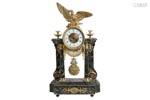 A LATE 19TH CENTURY FRENCH GILT BRONZE AND MARBLE EMPIRE STY...