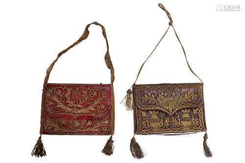 TWO 18TH CENTURY OTTOMAN VELVET AND GOLD THREAD QU'RAN CASES