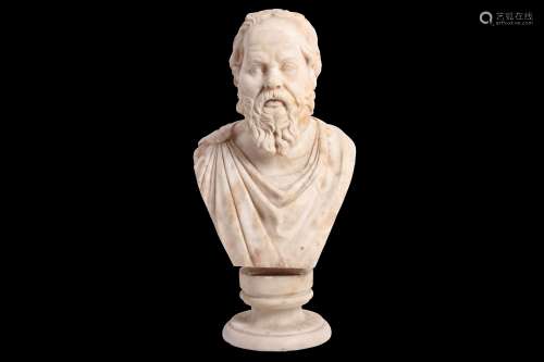A LATE 19TH CENTURY ITALIAN ALABASTER BUST OF SOCRATES
