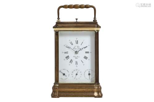 A 20TH CENTURY BRASS CARRIAGE CLOCK WITH CALENDAR AND ALARM ...