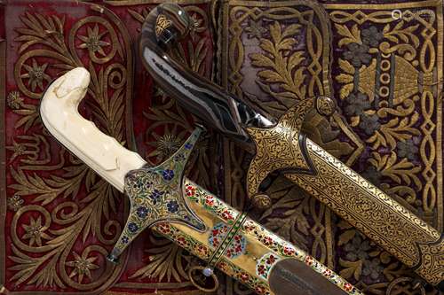 A FINE 18TH CENTURY GOLD, ENAMEL, IVORY AND STEEL SWORD (SHA...