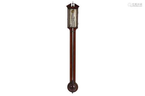 A GEORGE III MAHOGANY STICK BAROMETER BY TAYLOR, LONDON