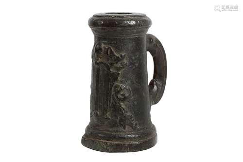 A MID 18TH CENTURY ITALIAN BRONZE GUN POWDER MORTAR WITH PAP...