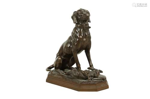 ALFRED BARYE (FRENCH, 1839-1882): A BRONZE MODEL OF A HUNTIN...