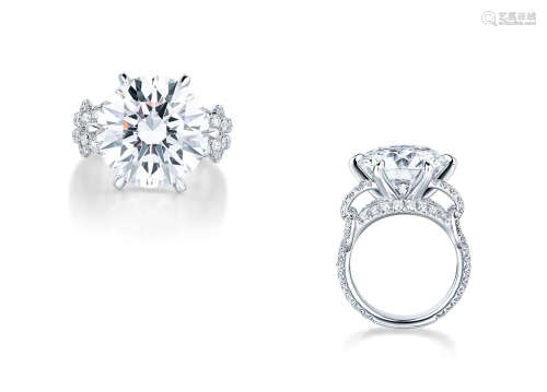 Tiffany设计 10.03克拉 D色 VVS1净度钻石戒指