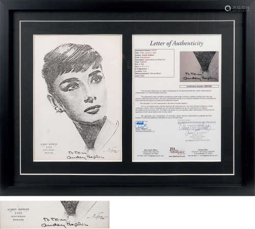 1953年作 奥黛丽·赫本（Audrey Hepburn）亲笔签名个人肖像宣传海报