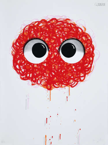 哈维尔·卡勒加 2014年作 红发 纸本 丝网版画 艺术家手工喷绘