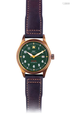 万国，精美，青铜机械腕表，配备绿色表盘，型号IW326802，约2020年