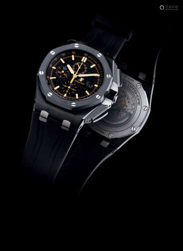 爱彼，精美，陶瓷计时机械腕表，配备黑色表盘，型号26405CE