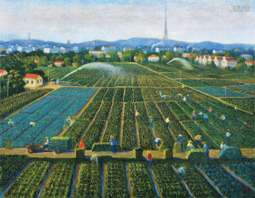余本（1905～1995） 1976年作 市郊菜园 布面油画