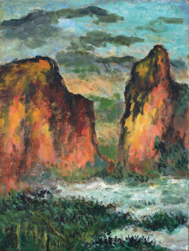 朱屺瞻（1892～1996） 1983年作 秋岳云海 布面油画
