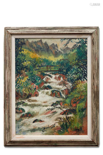 刘海粟（1896～1994） 1934年作 圣扬乔而夫飞瀑 布面油画