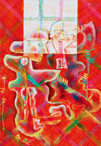 石虎（b.1942） 1996年作 窗言 布面油画