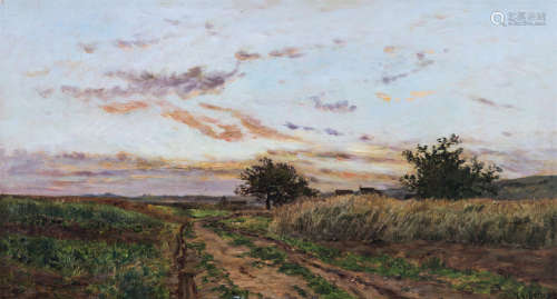 希波利特.卡⽶耶. 德尔皮（1842～1910，法国） 乡村景观 木板油画