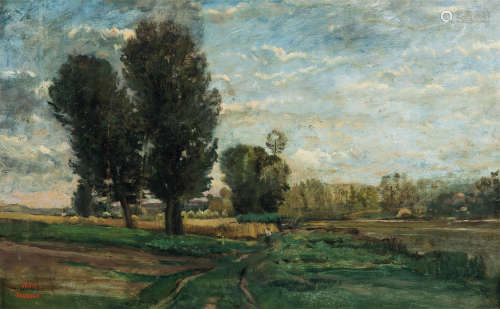 查尔斯·弗朗索瓦·杜比尼（1817～1878，比利时） 1873年作 奥维尔风景...