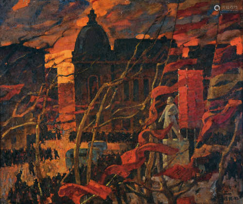 巴保夫（1926～2002，俄罗斯） 1972年作 红色的十月 布面油画