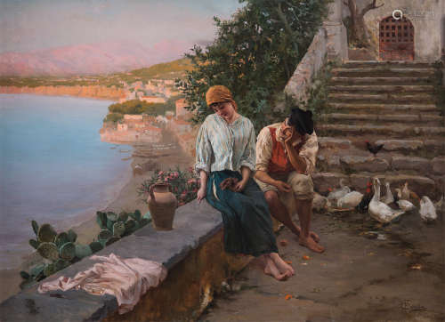 法比奥·奇波拉（1854～1914，意大利） 风情 布面油画