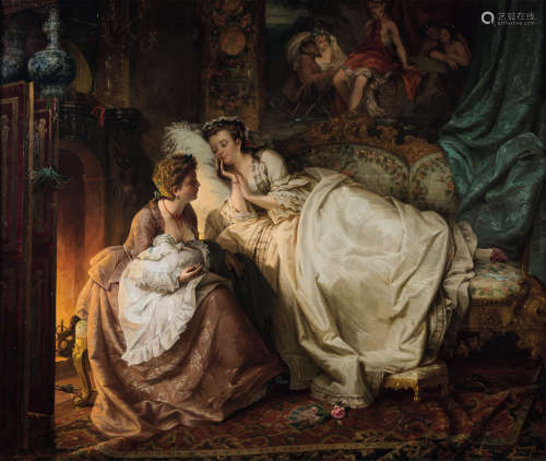 卡尔·赫普费尔（1836～1897，德国） 1869年作 幸福 布面油画