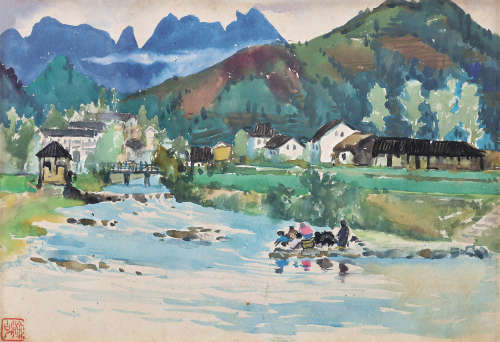 涂克（1916～2012） 1980年代 漓江风景 纸本水彩