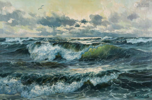 卡尔克雷斯·冯·帕特里克（1892～1970，德国） 海浪 布面油画